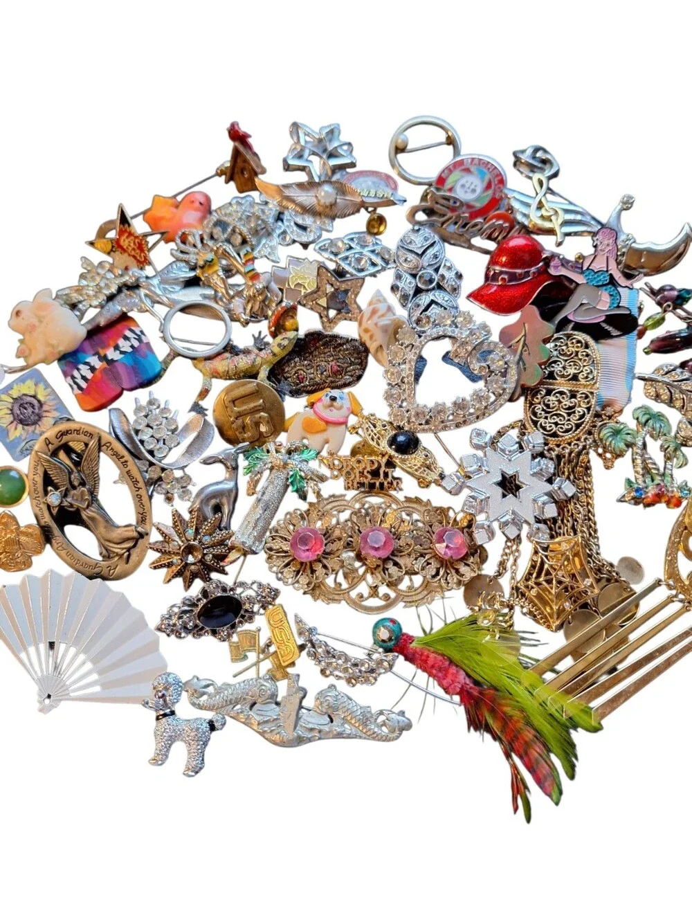 110 Vintage to Now Brooch or PINS Holiday Church School Scotty Dog Flowers